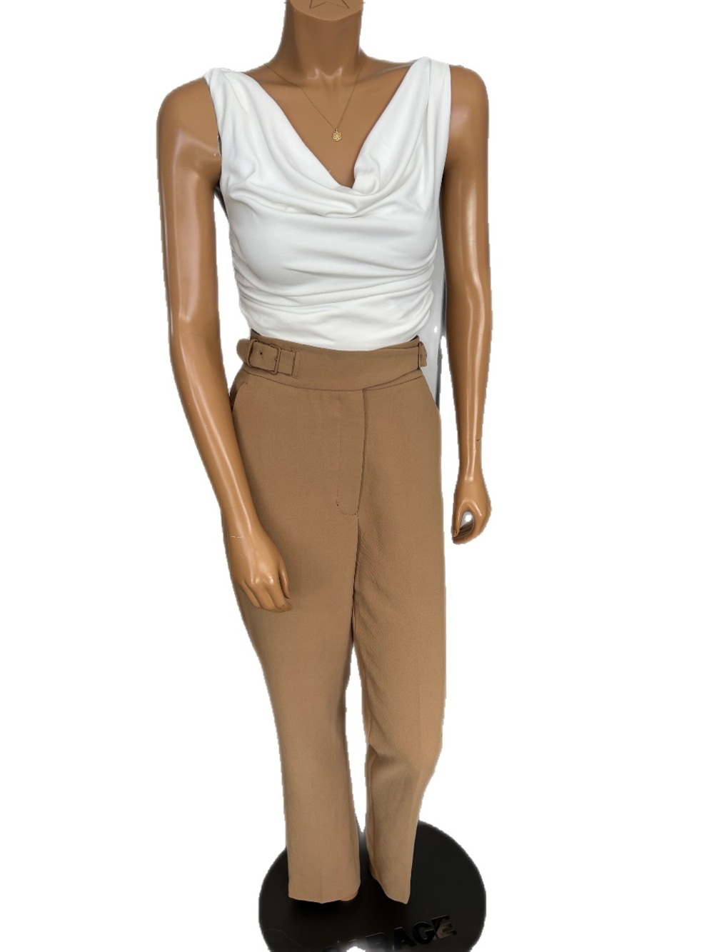 Wilfred Camel High-Waist Double Belted Trousers